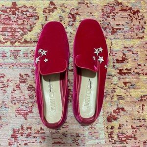 Brand New JIMMY CHOO Varsha Velvet Flat Slipper - Hot Pink Size 37/6.5